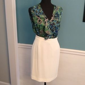 Tarhari, green, blue geometric blouse